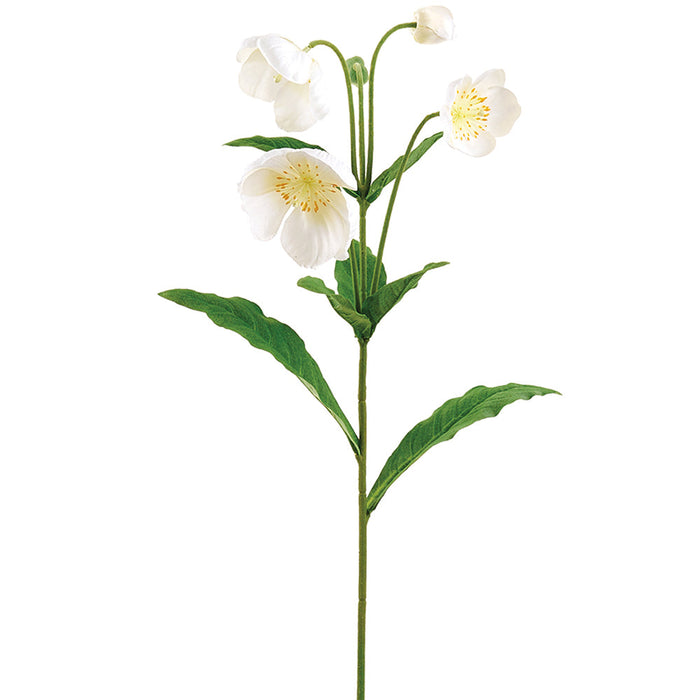 34" Helleborus Silk Flower Stem -White (Pack of 12) - FSH986-WH