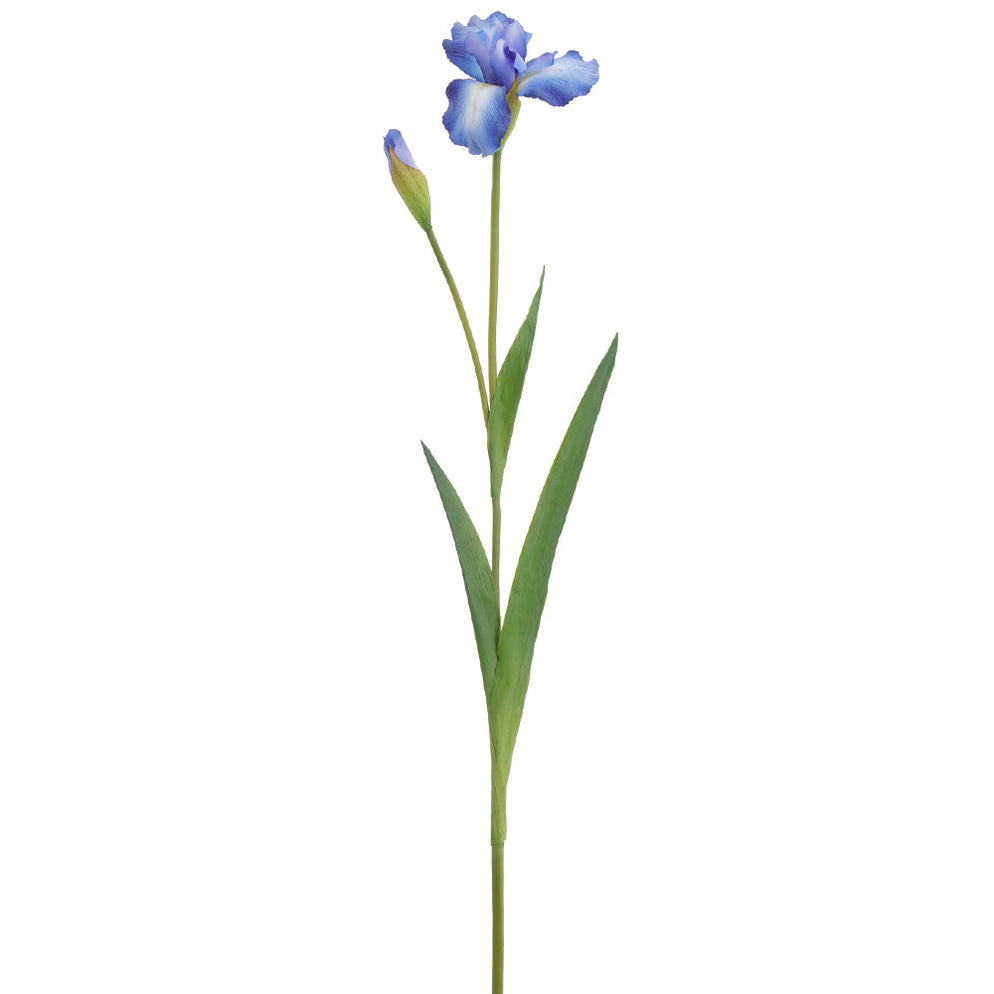 29" Real Touch Iris Silk Flower Stem Blue Iris Stem — Silks Are Forever