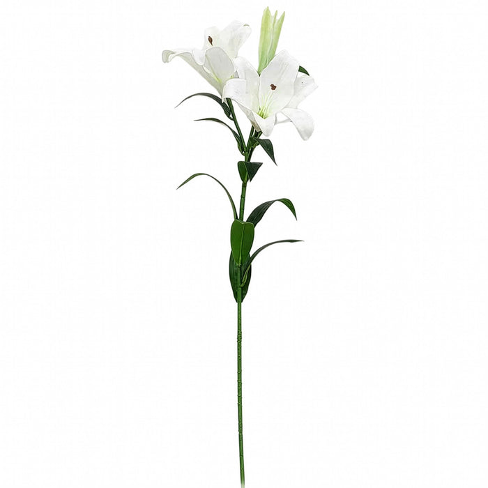 34" Outdoor UV-Resistant Artificial Tiger Lily Flower Stem -White/White (Pack of 12) - FSL148-WH/WH