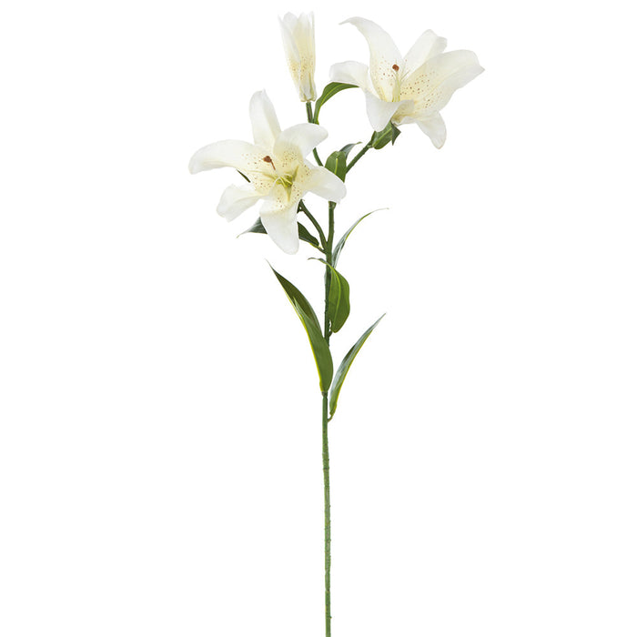 fake tiger lilies 34" Outdoor UV-Resistant Artificial Tiger Lily Flower Stem -White — Silks Are Forever