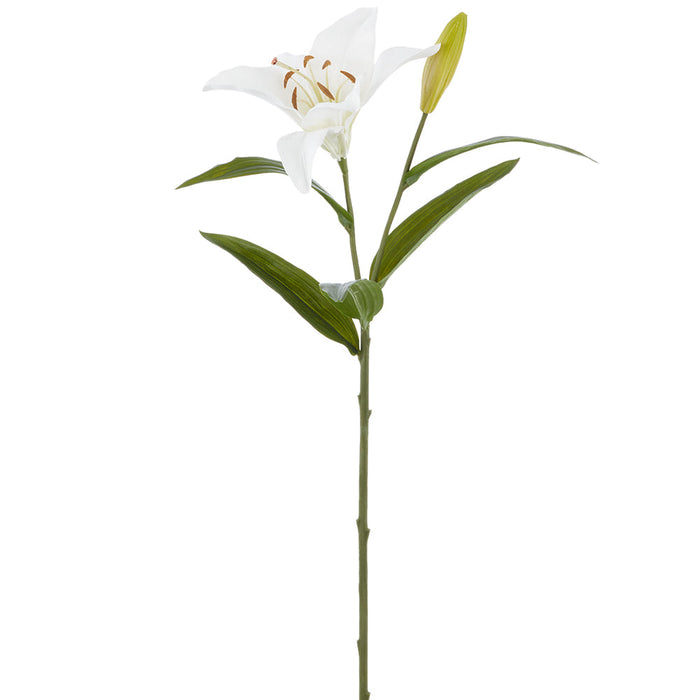 29" Real Touch Casablanca Lily Silk Flower Stem -White (Pack of 6) - FSL280-WH