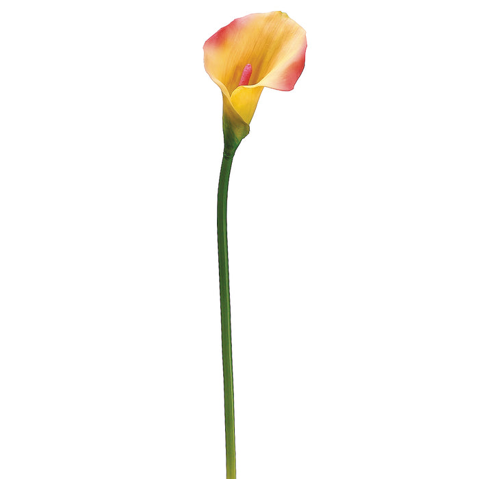 faux calla lily plant 21" IFR PVC Artificial Calla Lily Flower Stem -Yellow/Pink — Silks Are Forever