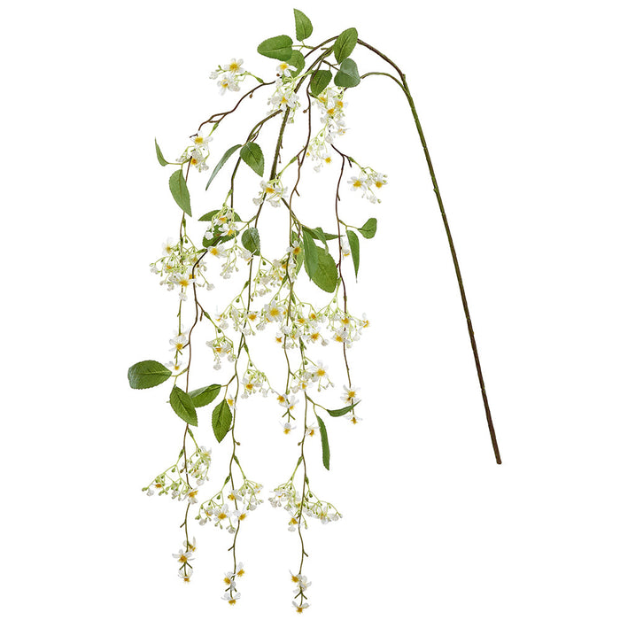 56" Hanging Lilac Silk Flower Stem -White (Pack of 12) - FSL561-WH