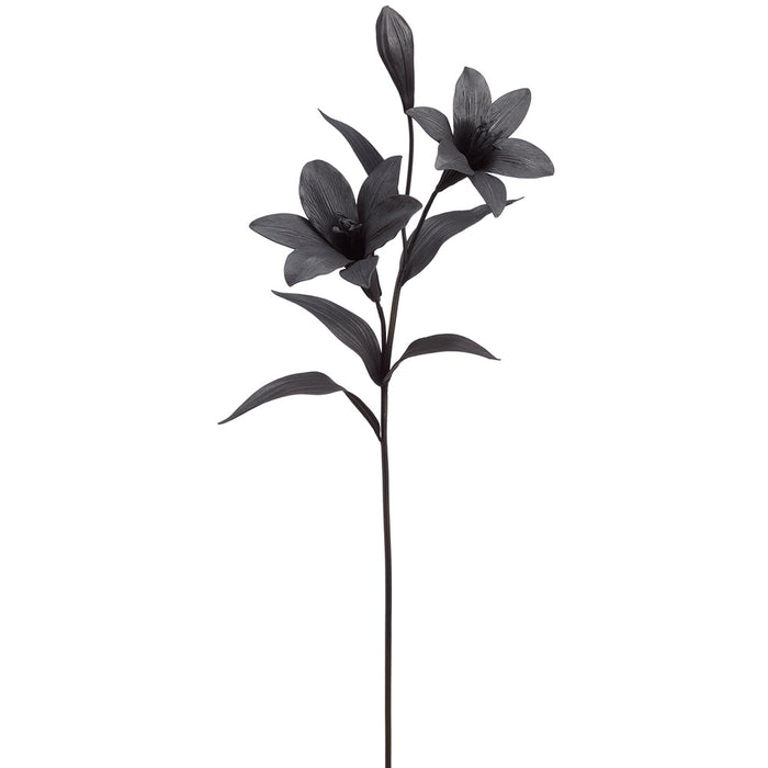 35.5" Easter Lily Silk Flower Stem -Black (Pack of 6) - FSL613-BK