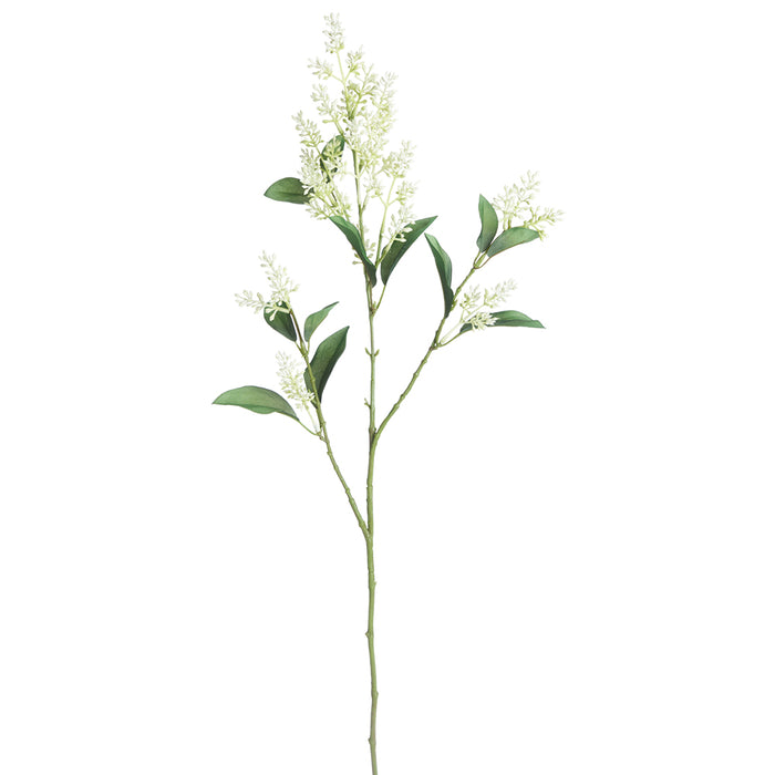 32" Silk Lilac Bud Flower Stem -Cream/Green (pack of 12) - FSL696-CR/GR