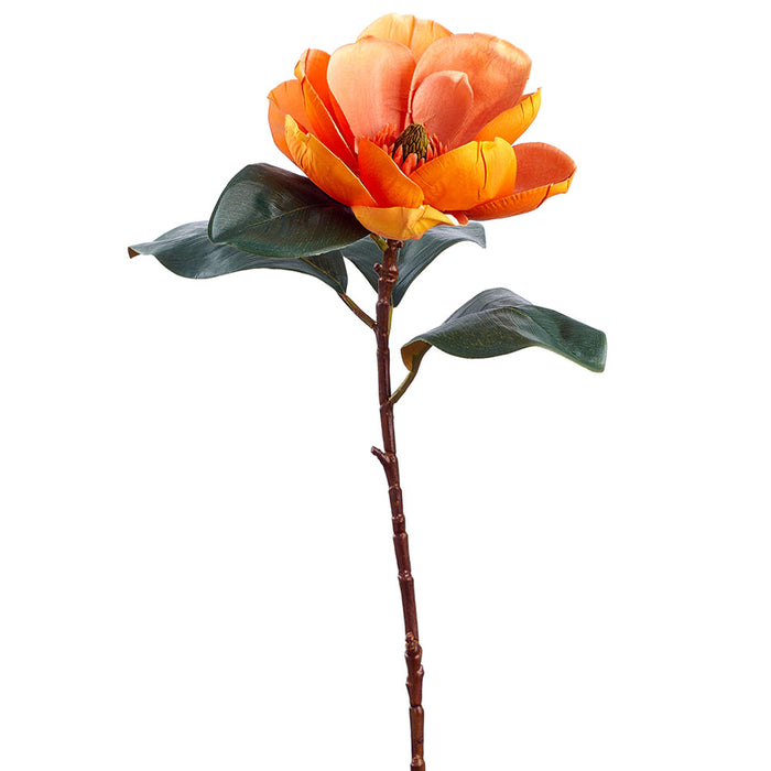 29" Harvest Magnolia Silk Flower Stem -Light Rust (pack of 12) - FSM006-RU/LT