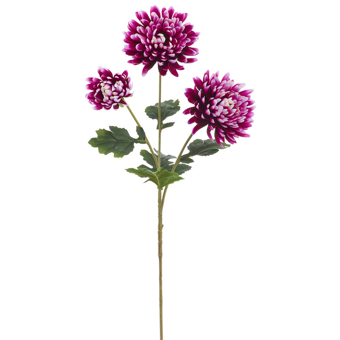24.5" Mum Silk Flower Stem -Boysenberry (Pack of 12) - FSM021-BB