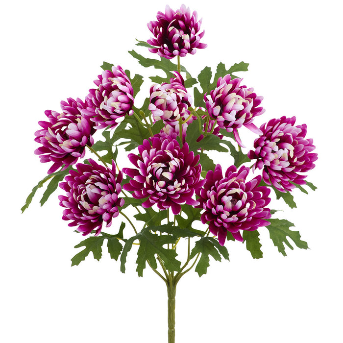 24.5" Mum Silk Flower Bush -Boysenberry (Pack of 12) - FSM022-BB