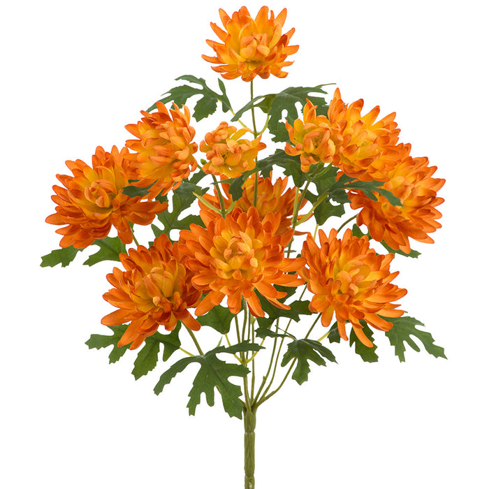 24.5" Mum Silk Flower Bush -Orange (Pack of 12) - FSM022-OR