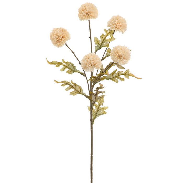 26.5" Ball Mum Silk Flower Stem -Beige (Pack of 12) - FSM026-BE