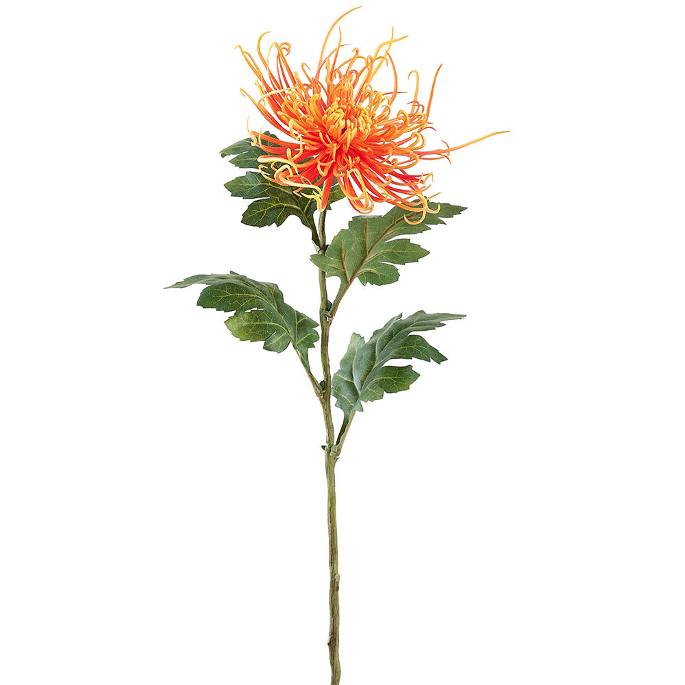 28" Spider Mum Silk Flower Stem -Orange | Mum Stem — Silks Are Forever