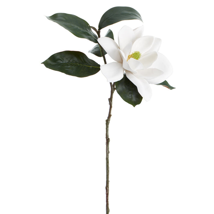 32" Magnolia Silk Flower Stem -White (Pack of 6) - FSM039-WH