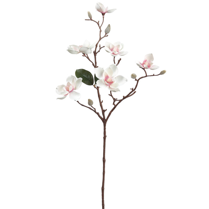 25" Magnolia Silk Flower Stem -Cream/Pink (pack of 12) - FSM179-CR/PK