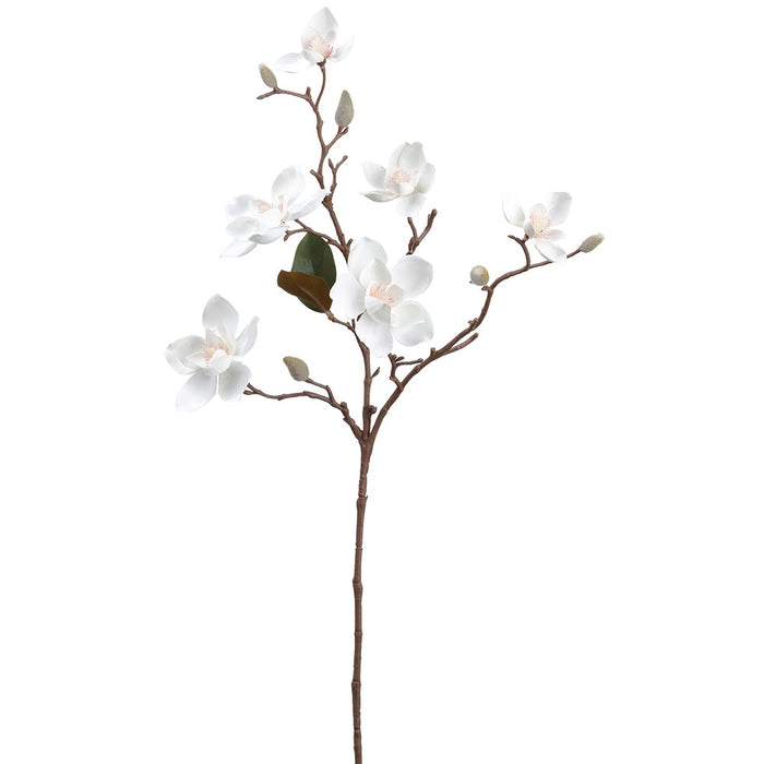 25" Magnolia Silk Flower Stem -White (pack of 12) - FSM179-WH