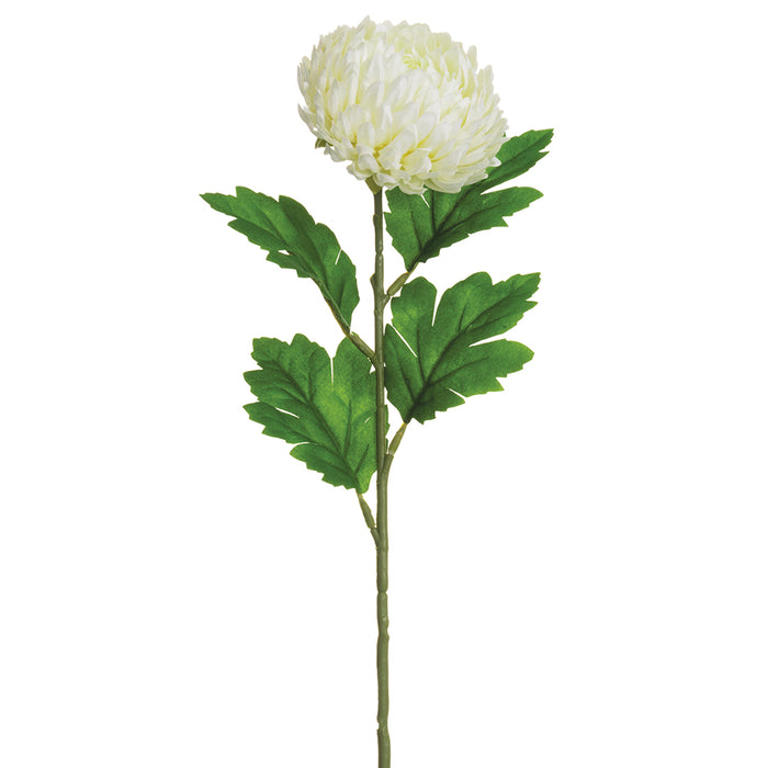 23" Mum Silk Flower Stem -White (pack of 12) - FSM231-WH
