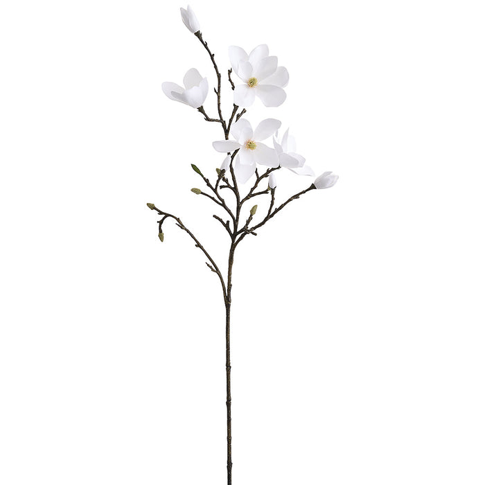 48" Magnolia Silk Flower Stem -White (Pack of 6) - FSM273-WH