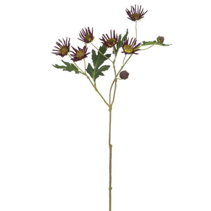 24.5" Silk Mum Flower Stem -Burgundy (pack of 12) - FSM358-BU