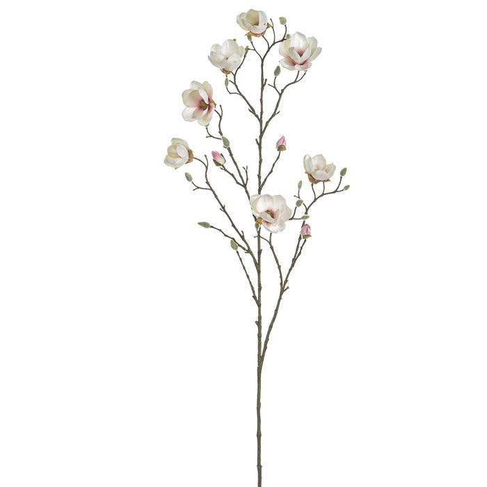 45" Silk Magnolia Flower Stem -Cream/Pink (pack of 6) - FSM435-CR/PK
