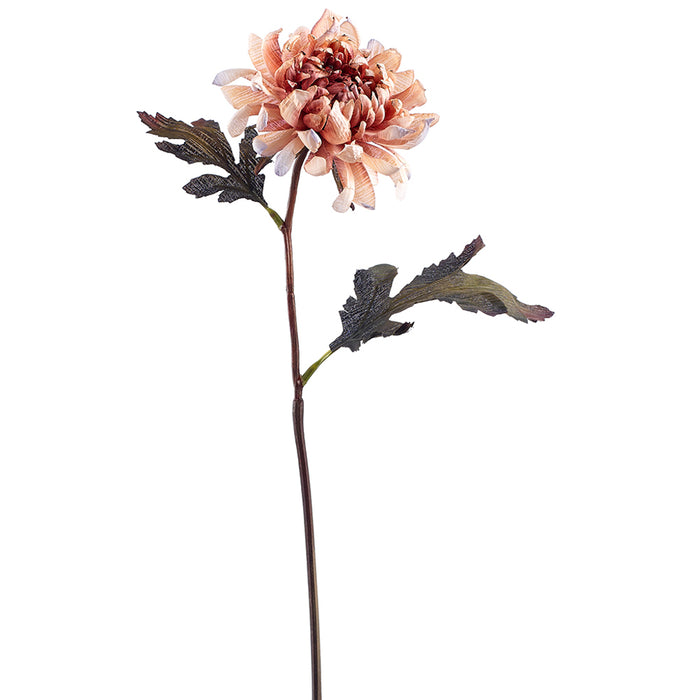 24.4" Silk Mum Flower Stem -Linen/Brown (pack of 12) - FSM580-LN/BR