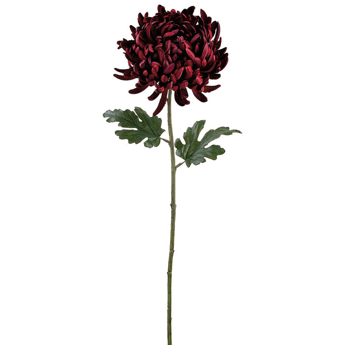 32" Mum Silk Flower Stem -Burgundy (Pack of 12) - FSM674-BU