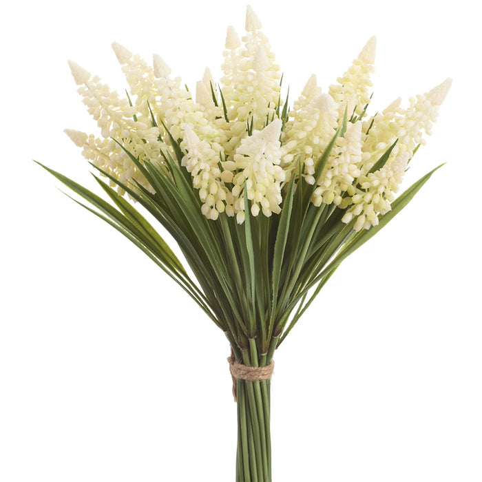 11" Muscari Silk Flower Stem Bundle -Cream/Green (Pack of 6) - FSM714-CR/GR