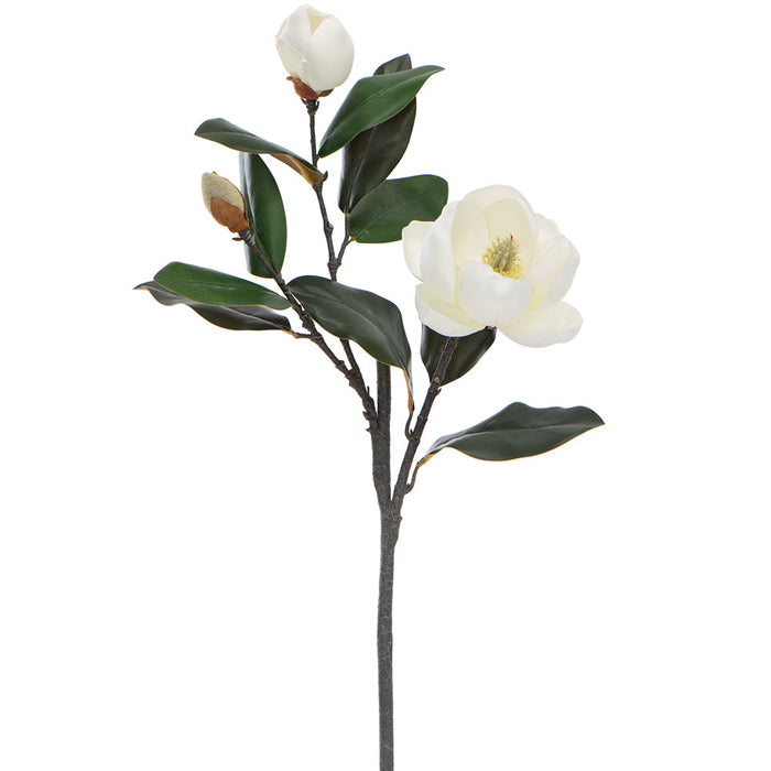 38.5" Magnolia Silk Flower Stem -White (pack of 6) - FSM801-WH