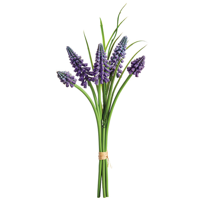 10" Muscari Silk Flower Stem Bundle -Purple (pack of 24) - FSM848-PU