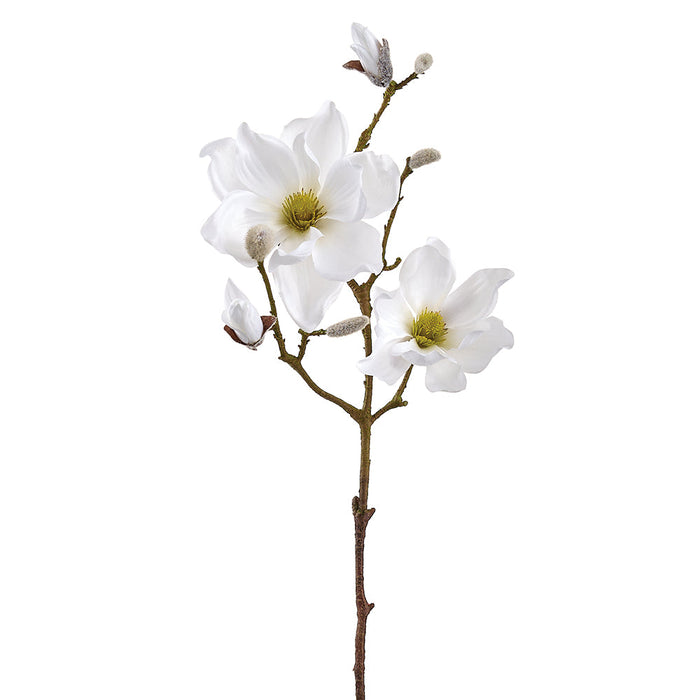 25" Magnolia Faux Flower Stem -White (Pack of 12) - FSM943-WH