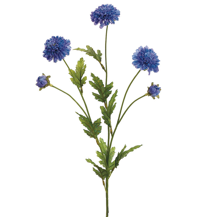 28" Pompon Mum Silk Flower Stem -Blue/Delphinium (pack of 12) - FSM971-BL/DL