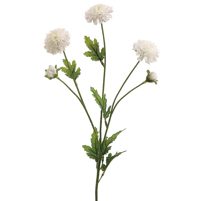 28" Pompon Mum Silk Flower Stem -Cream (pack of 12) - FSM971-CR