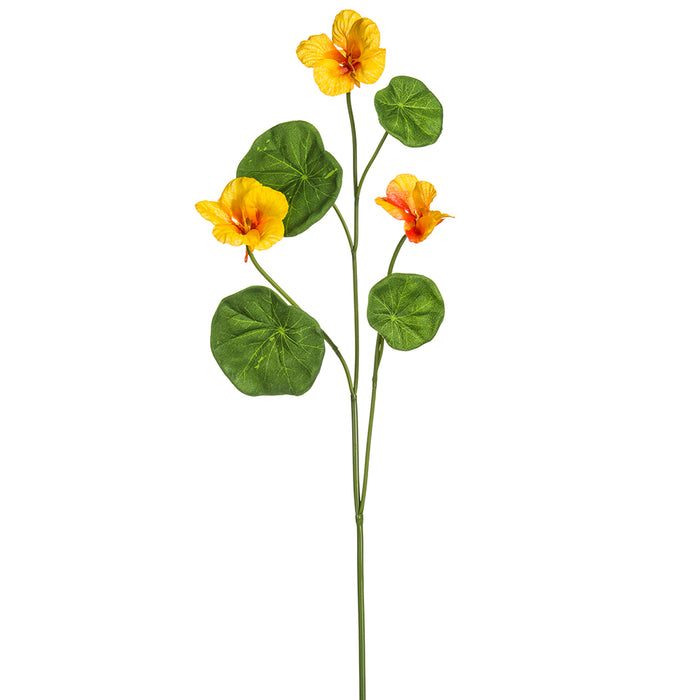 23" Silk Nasturtium Flower Stem -Orange (pack of 12) - FSN233-OR