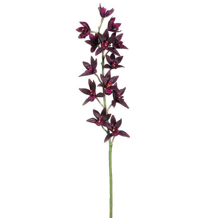 38" Silk Cymbidium Orchid Flower Spray -Plum (pack of 12) - FSO010-PL