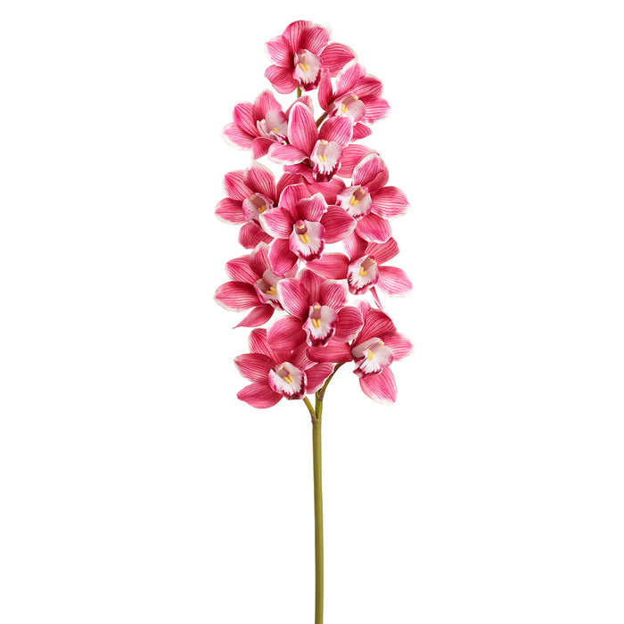 38" Handwrapped Silk Cymbidium Orchid Flower Stem -Rose (pack of 12) - FSO109-RO