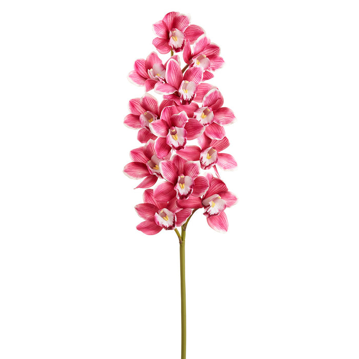 38" Hand-Wrapped Silk Cymbidium Orchid Flower Stem -Rose (Pack of 12) - FSO109-RO