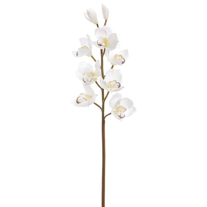 37" Hand-Wrapped Cymbidium Orchid Silk Flower Stem -White (Pack of 6) - FSO113-WH