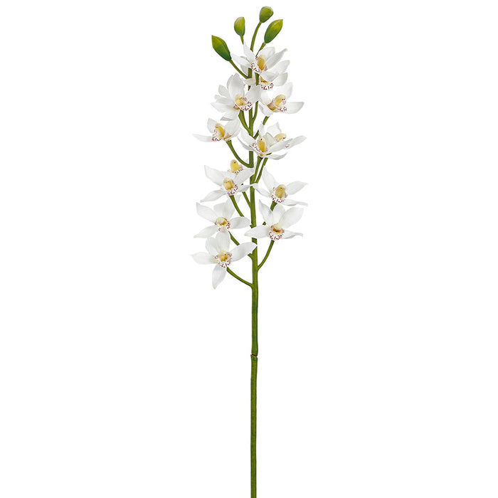 39" Dendrobium Orchid Silk Flower Stem -White (Pack of 12) - FSO368-WH