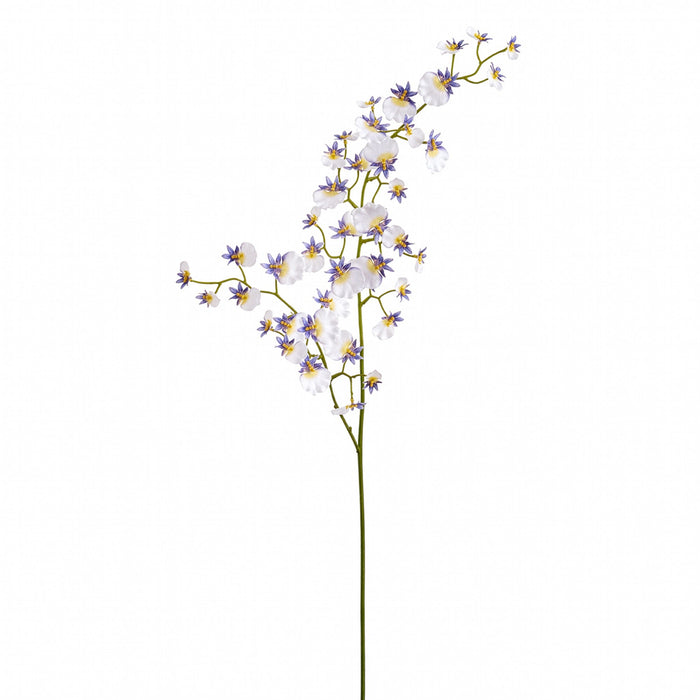 31" Real Touch Oncidium Orchid Silk Flower Stem -White/Blue (Pack of 12) - FSO661-WH/BL