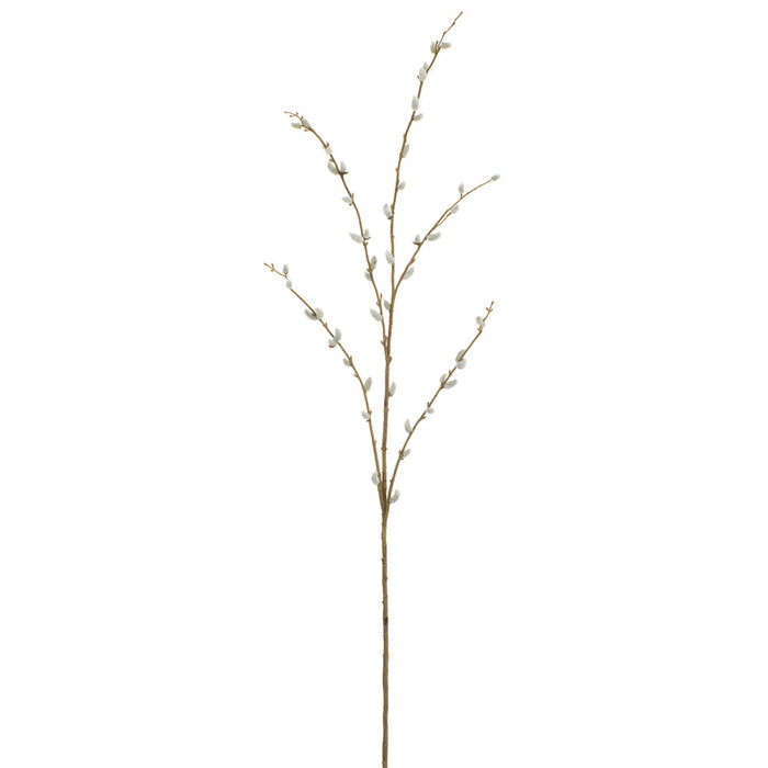 44" Pussy Willow Blossom Artificial Flower Stem -Cream (Pack of 24) - FSP015-CR