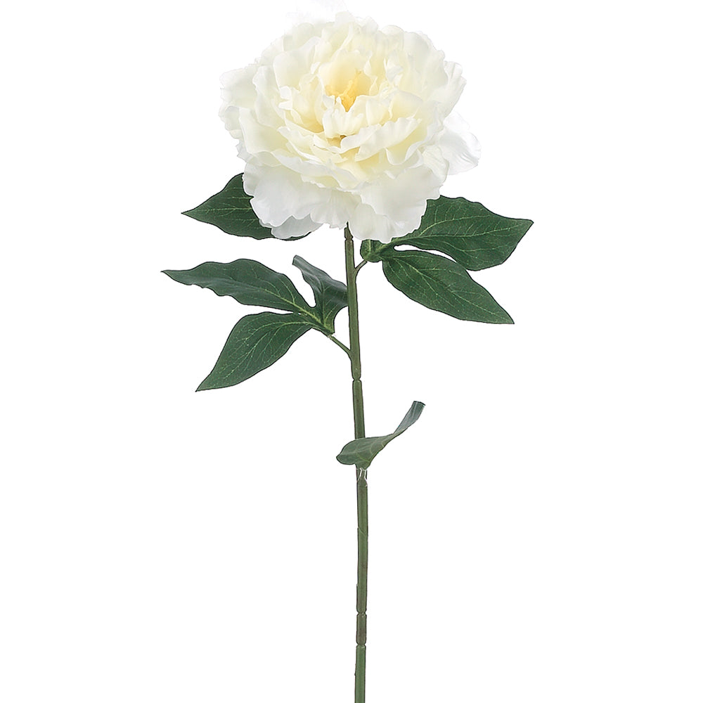 26" Silk Peony Flower Spray White Peony Stem