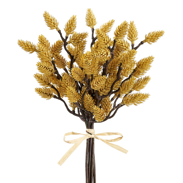 11" Plastic Pinecone Artificial Stem Bundle -Butterscotch (Pack of 12) - FSP027-BO