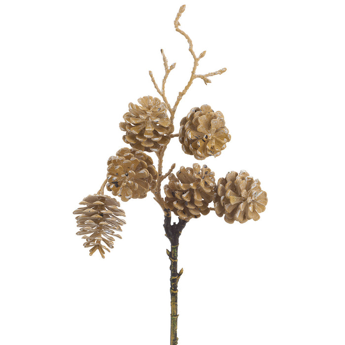 17" Artificial Pinecone Stem -Beige (Pack of 12) - FSP059-BE
