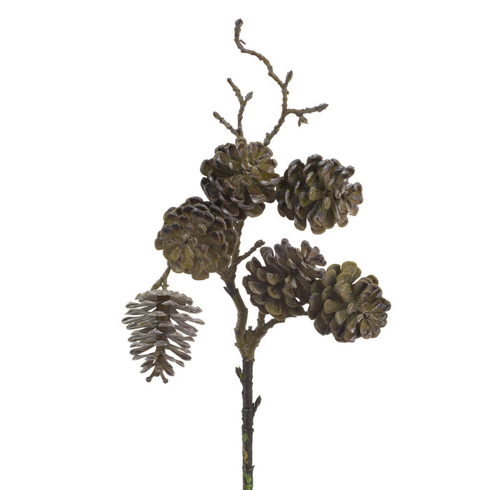 17" Artificial Pinecone Stem -Green/Brown (Pack of 12) - FSP059-GR/BR
