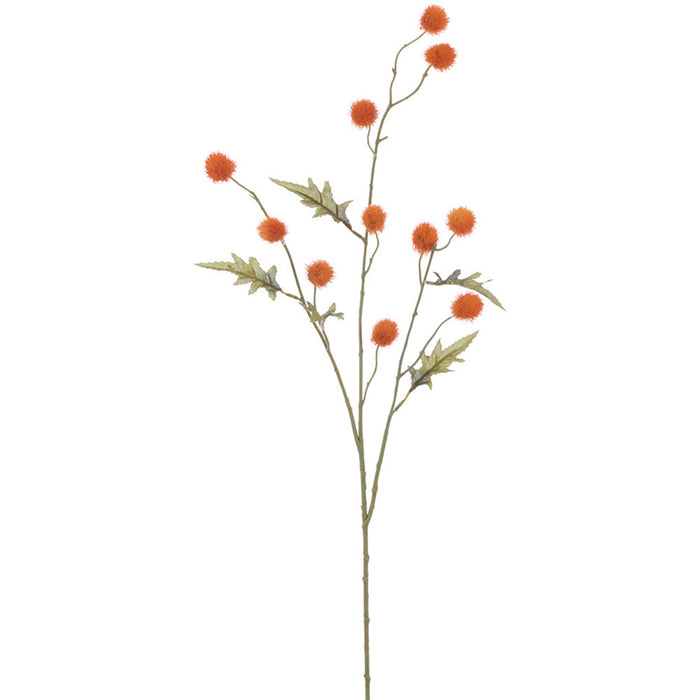 35" Pompon Artificial Flower Stem -Orange (Pack of 12) - FSP060-OR