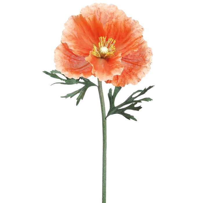 18" Silk Poppy Flower Stem -Orange (pack of 12) - FSP070-OR