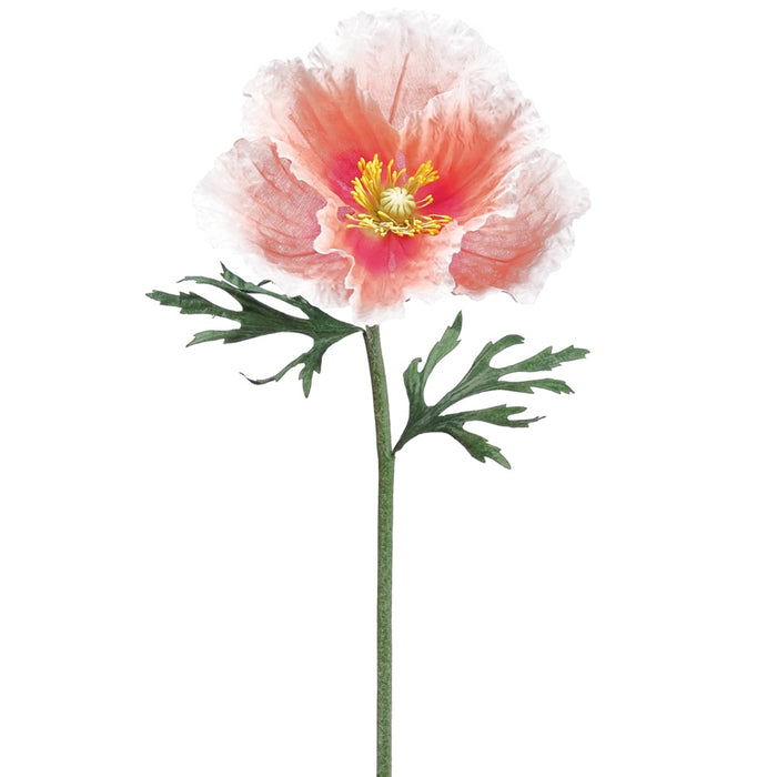 18" Silk Poppy Flower Stem -Peach/Pink (pack of 12) - FSP070-PE/PK