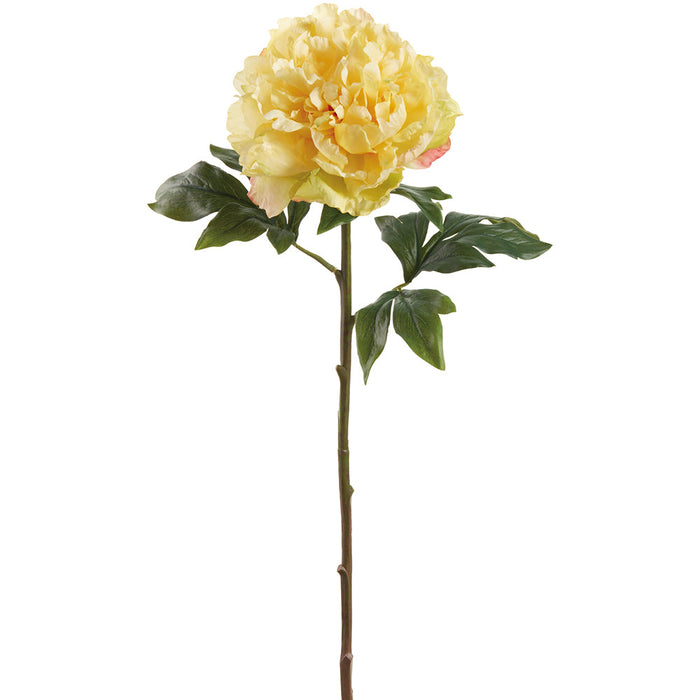 29" Large Peony Silk Flower Stem -Yellow (Pack of 12) - FSP117-YE
