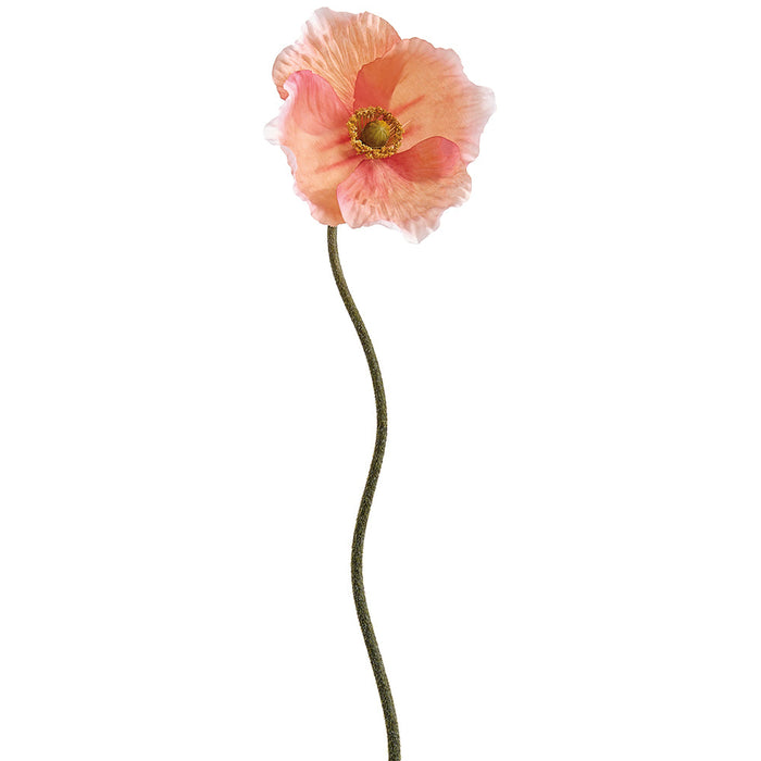 23" Poppy Silk Flower Stem -Coral (Pack of 6) - FSP159-CO