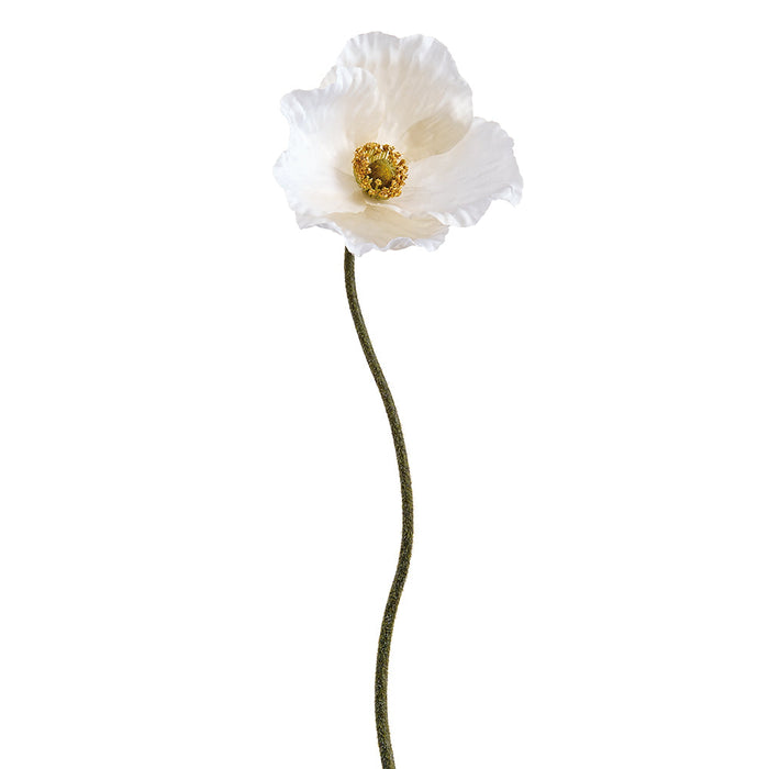 23" Poppy Silk Flower Stem -White (Pack of 6) - FSP159-WH