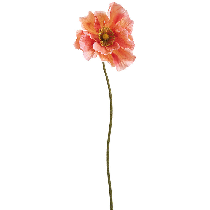 30" Poppy Silk Flower Stem -Coral (Pack of 6) - FSP160-CO