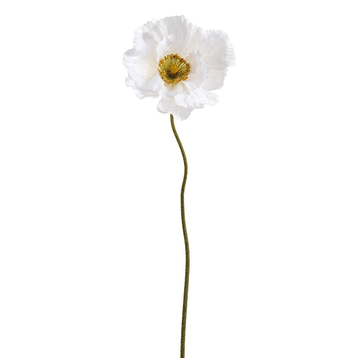 30" Poppy Silk Flower Stem -White (Pack of 6) - FSP160-WH